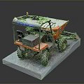 Orange Utility Vehicle With Dump Bed For Construction And Large Tires 3d model