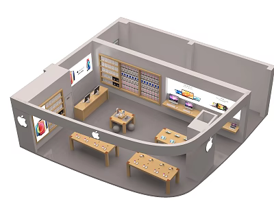 Apple Retail Store Interior Featuring Display Shelves Product Tables And Electronic Devices 3d model