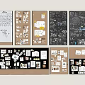 Modern Post-it Notes Wall Post-it Notes Wall Post-it Notes Blackboard Painting 3d model