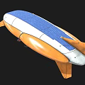 Detailed White Airship Bottom Featuring Orange Tail Fin And Complex Mechanical Structure 3d model