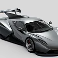 Black Supercar with Sleek Aerodynamic Design Sporty Exterior Large Wheels and Rear Spoiler