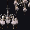 Elegant Vintage Chandelier With Metallic Frame Multiple Glass Shades And Intricate Decorative Design