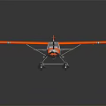 Orange Seaplane Model With Floats And Wings On Dark Background