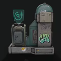 Vintage Green Household Parking Meter With Display Panel P Sign And Ticket Slot