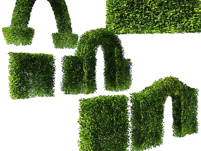 Different Shaped Shrubs For Garden Landscaping With Arch And Hedge Designs 3d model