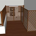 Wooden Fence With Lattice Design For Patio Area And Wooden Deck