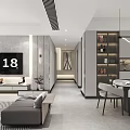 Modern Living Dining Room Interior Design With Sofa Coffee Table Area Rug And Chandelier