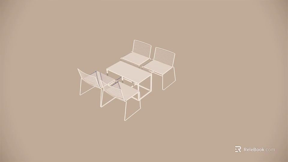 Modern Table and Chair Set With Sleek Metal Frame And Minimalist Design 3d model 