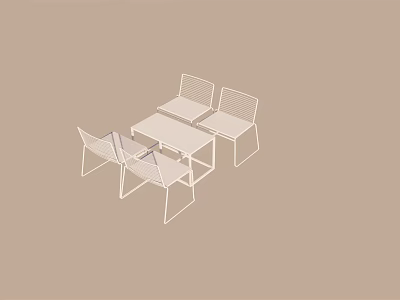 Modern Table and Chair Set With Sleek Metal Frame And Minimalist Design 3d model