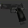 Tactical Modern Pistol With Metal Construction Green Sight And Grip Texture