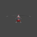 Red Rescue Helicopter Featuring White Cross Symbol On Black Rotors And Red Fuselage