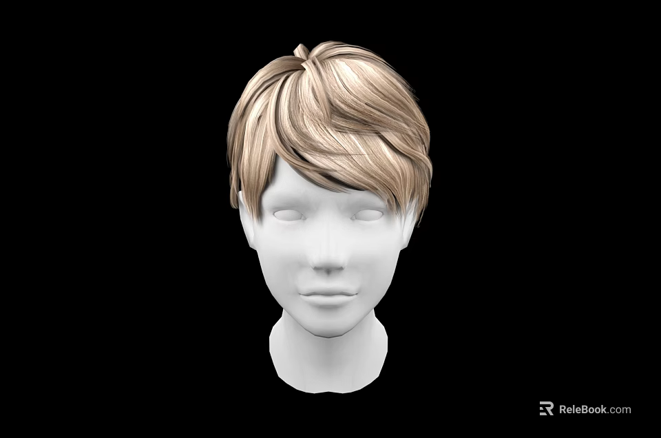 Game and Movie Character 3D Head Model With Blonde Short Layered Hair and White Face 3d model 