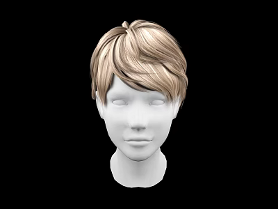 Game and Movie Character 3D Head Model With Blonde Short Layered Hair and White Face 3d model