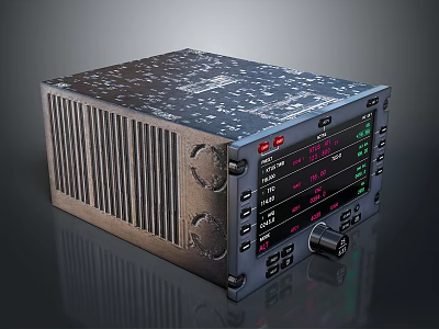 Industrial Electronic Control Panel With Textured Metal Casing Display Screen And Indicator Lights 3d model
