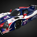 Blue White Red American Flag Racing Car With AER Logo And Number 2