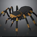 Black and Orange 3D Spider Model with Geometric Design and Yellow Accents