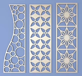 Chinese-style openwork window pane lattice openwork carved flower 3d model