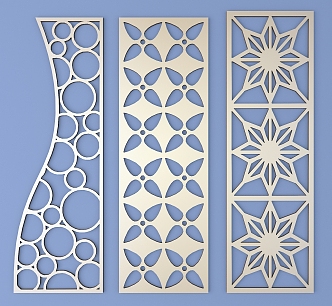 Chinese-style openwork window pane lattice openwork carved flower 3d model