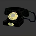 Vintage Telephone With Black Body Classic Design And Golden Dial On Reflective Surface