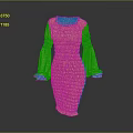Neon Green Sculptural Dress With Pleated Design Long Sleeves And Flared Cuffs