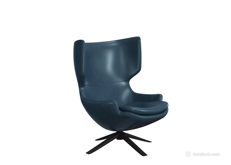 Navy Blue Modern Office Chair With Unique Backrest And Five Star Base 3d model 