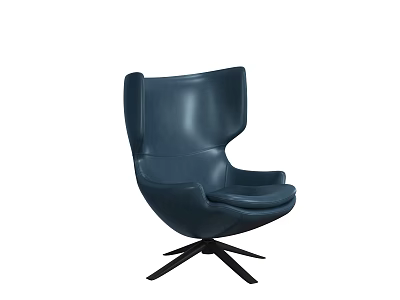 Navy Blue Modern Office Chair With Unique Backrest And Five Star Base 3d model