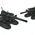Two Camouflaged Military Tracked Tanks With Long Gun Barrels And Heavy Armor