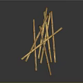 Natural Yellow Bamboo Sticks Arranged Crossed On Dark Reflective Surface