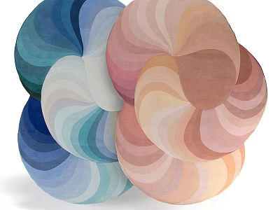 Stylish Decorative Rugs With Multicolor Spiral Patterns And Modern Circular Design 3d model
