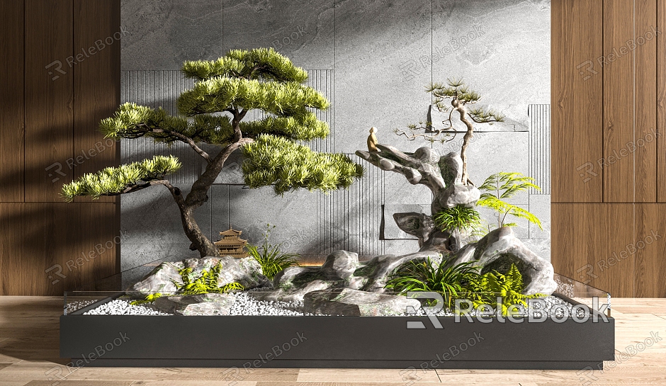 Indoor landscape sketch Indoor plant landscape Indoor rockery landscape model