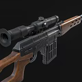 Classic Bolt Action Rifle With Wooden Stock Black Barrel And Scope