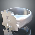 Silver Bitcoin Symbol Ring With Polished Metal Finish And Modern Fashion Design