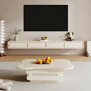 Modern Cream Wind TV Cabinet Coffee Table Combination Cream TV Cabinet Coffee Table Combination 3d model