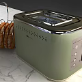 Modern Light Green Sleek Design Toaster Kitchen Appliance with Hanging Bagels on Marble Countertop