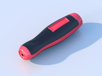 Black And Red Screwdriver Handle With Ergonomic Rubber Grip And Red Button 3d model