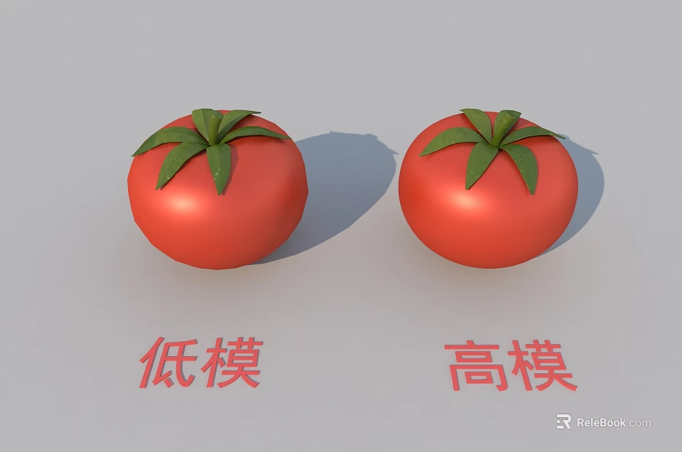 Fresh Red Tomato 3D Models Comparing Low Poly and High Poly Details 3d model