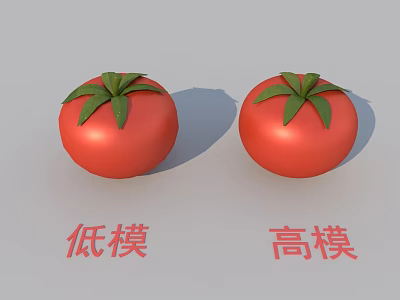 Fresh Red Tomato 3D Models Comparing Low Poly and High Poly Details 3d model
