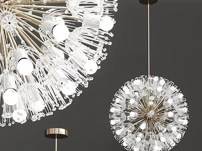 Elegant Modern Crystal Chandelier With Spherical Design Metal Frame And Multiple Glass Bulbs 3d model