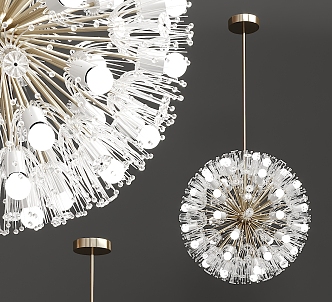 Modern chandelier glass dandelion shaped chandelier 3d model