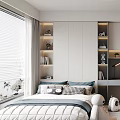 Modern Tatami Bedroom Interior Design With Bed Desk Chair Storage Shelves And Toys