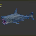 Gray Shark With Open Red Mouth And Reflective Surface On Dark Background 3d model