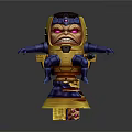 3D Game Character Model With Purple Head Yellow Body Blue Limbs And Angry Expression