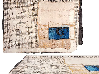 Artistic Patchwork Stylish Rug With Color Blocks And Textured Details 3d model