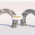Two Stone Archways with Textured Masonry and Rustic Architectural Elements