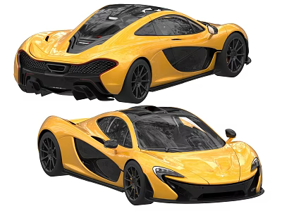 Yellow Sports Car With Sleek Aerodynamic Body Butterfly Doors And Black Accents 3d model