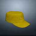 Yellow Flat Top Cotton Hat with Brim on Gray Gradient Background 3d model
