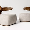 Modern Minimalist Armchair With Wooden Armrests And Beige Cushion Design