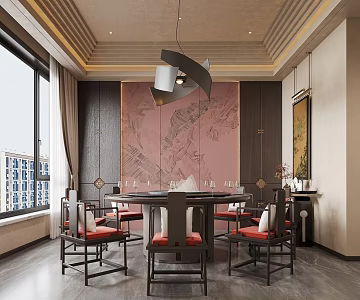 New Chinese-style Box Dining Table and Chair Chinese-style Restaurant Compartment Chinese-style Restaurant Compartment Chinese-style Dining Table and Chair Chinese-style Sideboard Cabinet 3d model