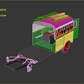 Green Taco Food Trailer with Orange Roof TACO HUB Sign and Ramp Entrance
