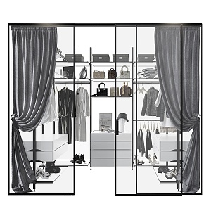 Modern Open Cloakroom Wardrobe Jewelry Cabinet 3d model